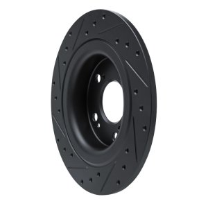 Acura Integra Brake Rotor (1) - Rear Right - R1 Concepts - Drilled & Slotted - Black - `17-`25